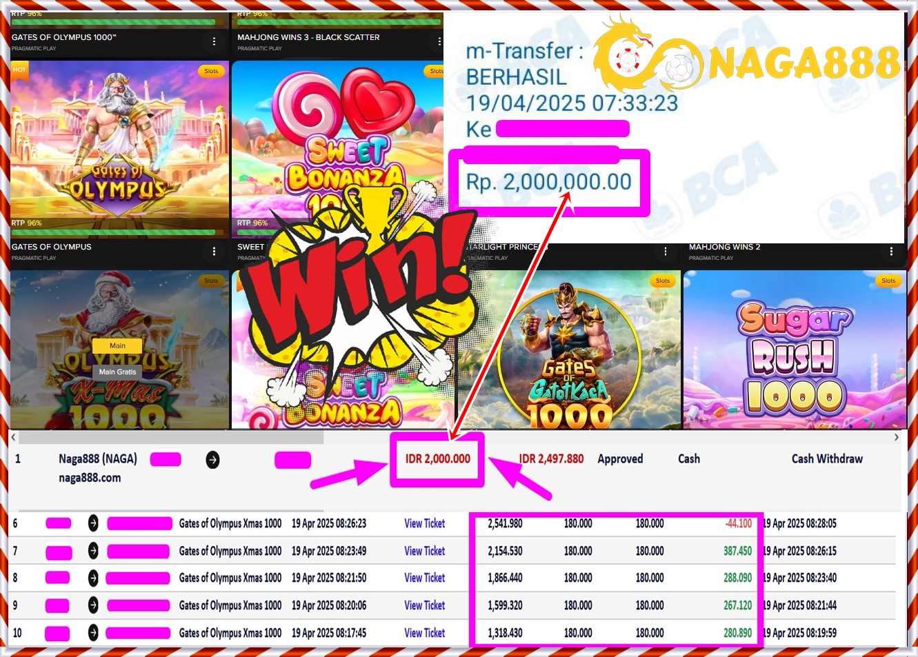 Bukti Kemenangan WD IDR 2.000.000,- | Naga888