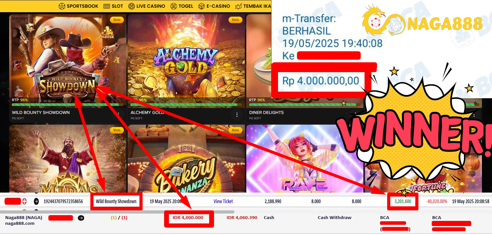 Bukti Kemenangan Withdraw IDR 4.000.000,- | NAGA888