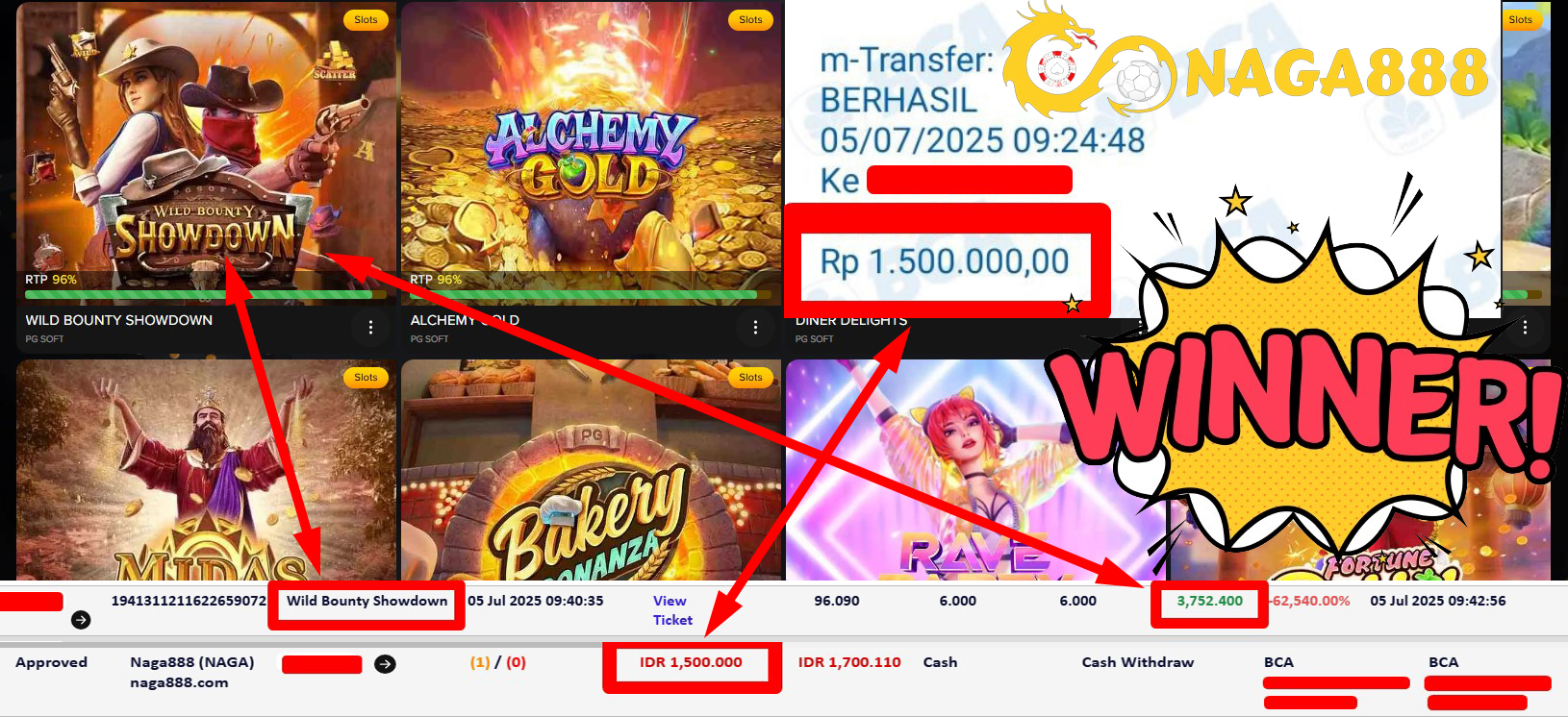 Bukti Kemenangan Withdraw IDR 1.500.000,- | NAGA888