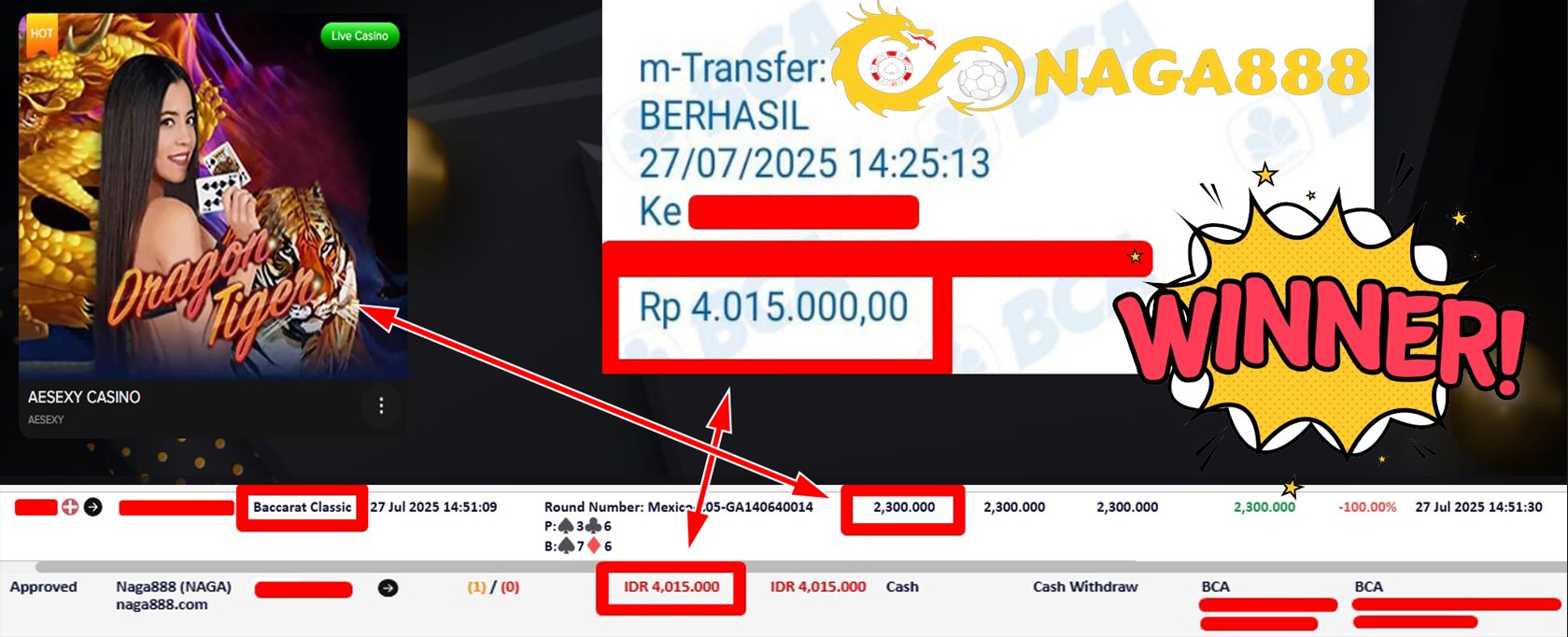 Bukti Kemenangan Withdraw IDR 4.015.000,- | NAGA888