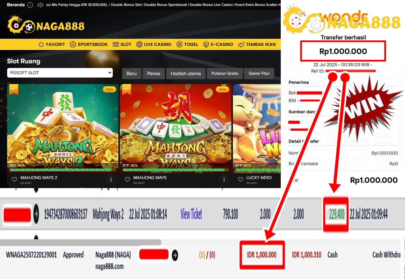 Bukti Kemenangan WD IDR 1.000.000,- | NAGA888