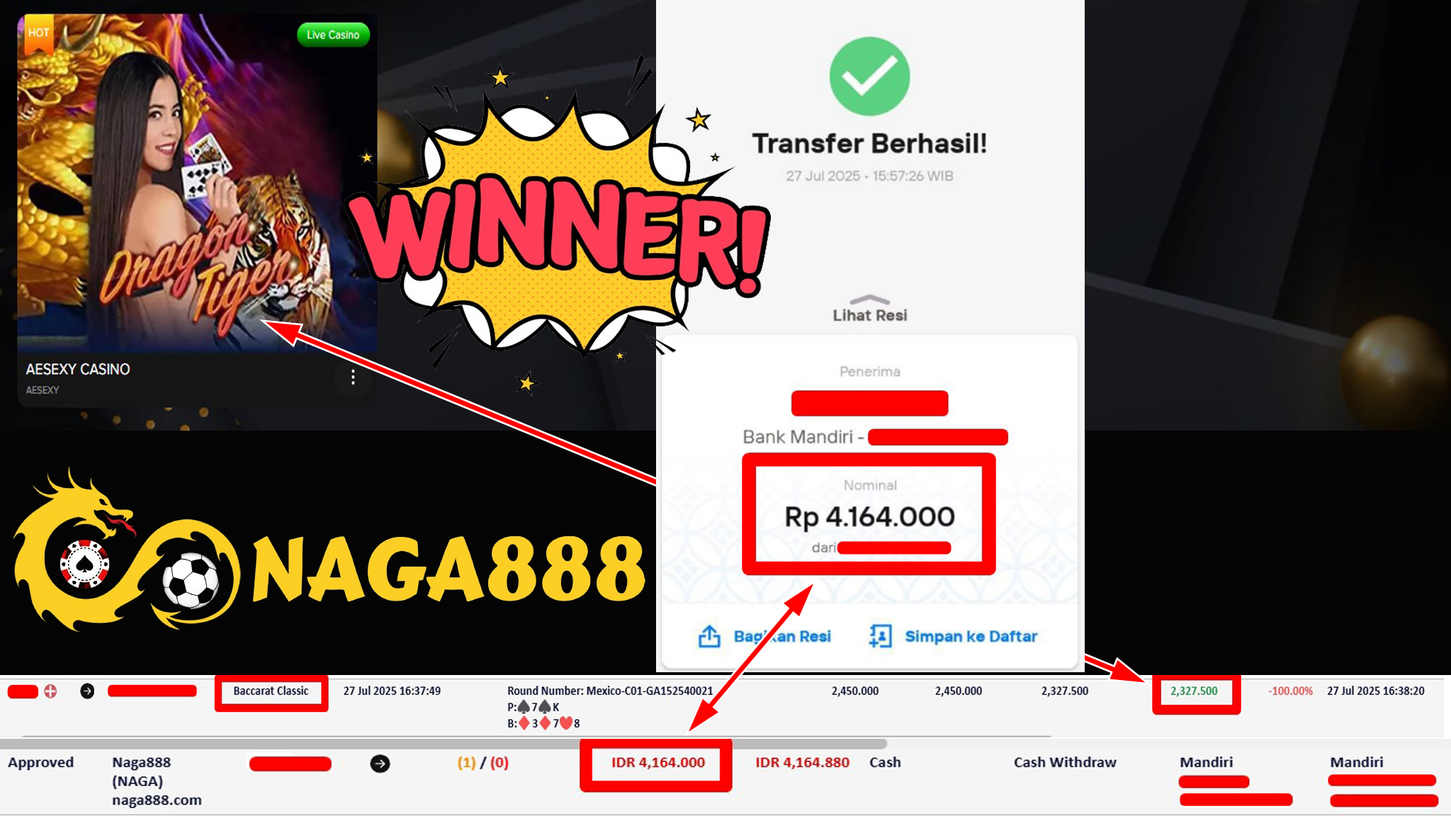 Bukti Kemenangan Withdraw IDR 4.164.000,- | NAGA888