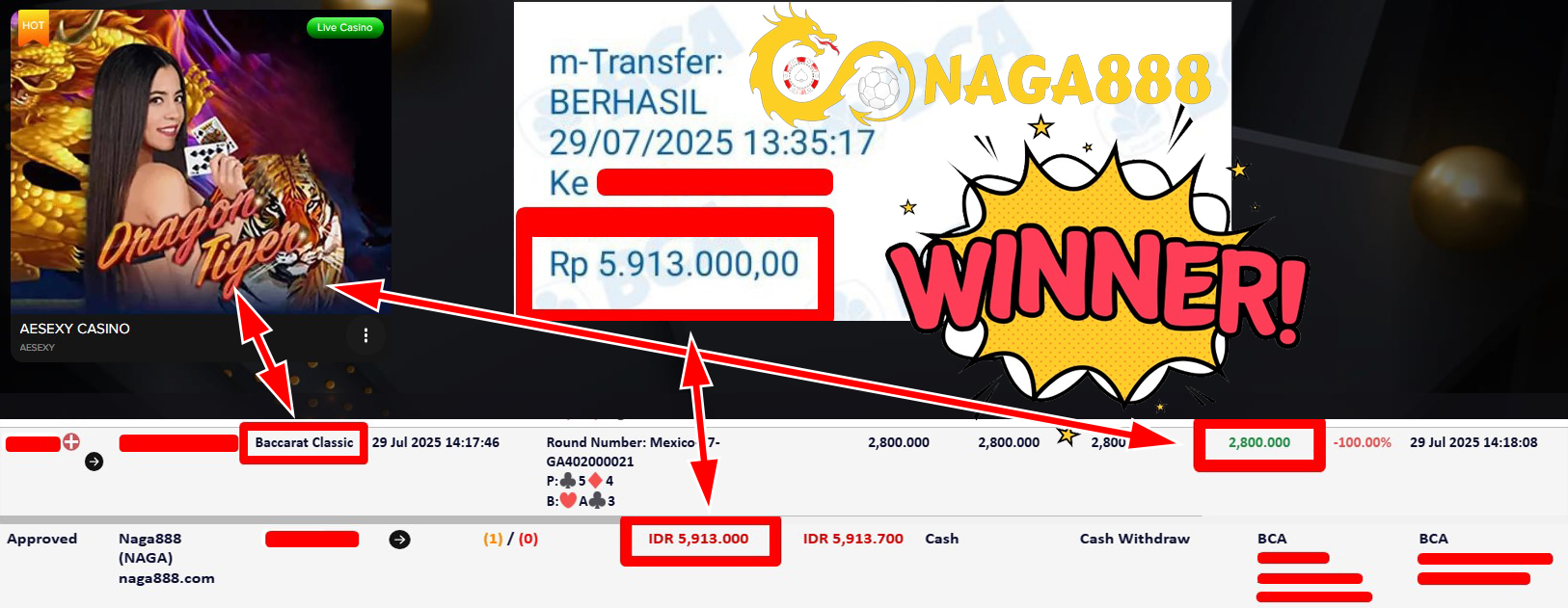 Bukti Kemenangan Withdraw IDR 5.913.000,- | NAGA888