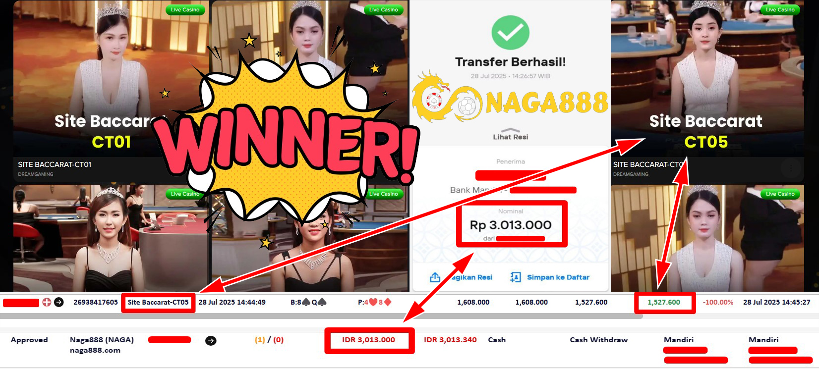 Bukti Kemenangan Withdraw IDR 3.013.000,- | NAGA888