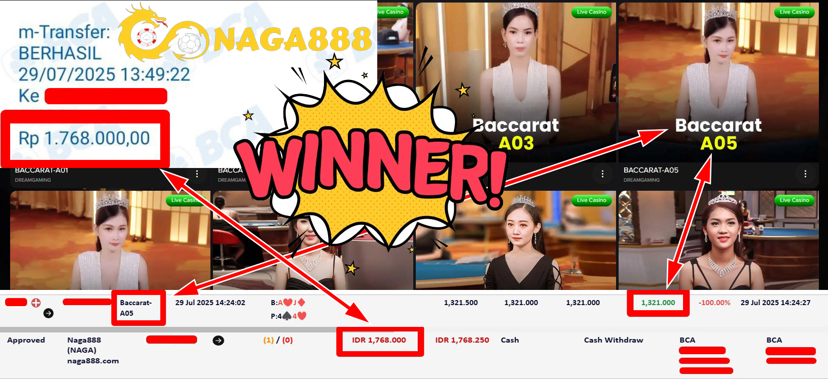 Bukti Kemenangan Withdraw IDR 1.768.000,- | NAGA888