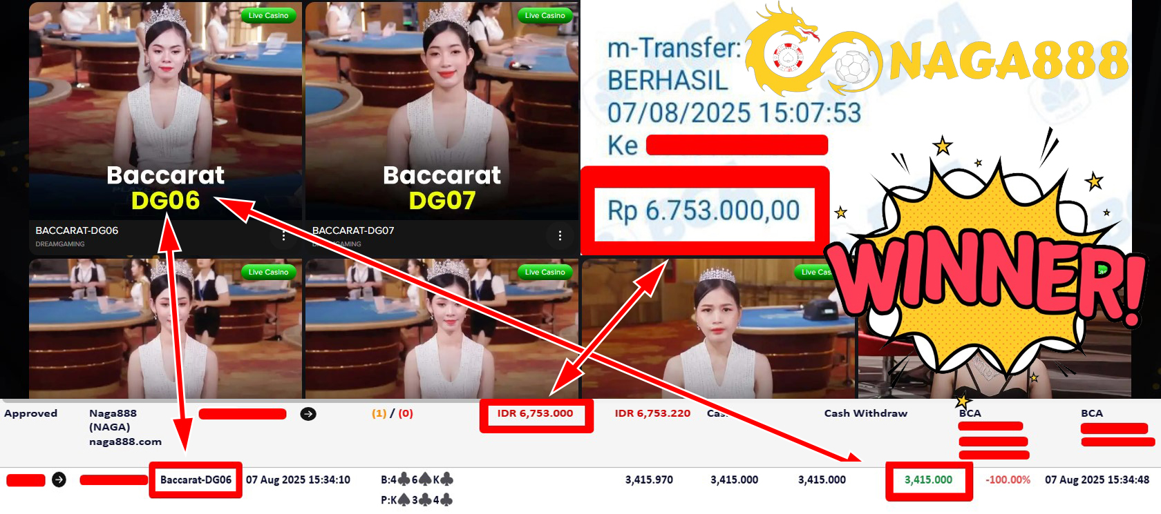Bukti Kemenangan Withdraw IDR 6.753.000,- | NAGA888