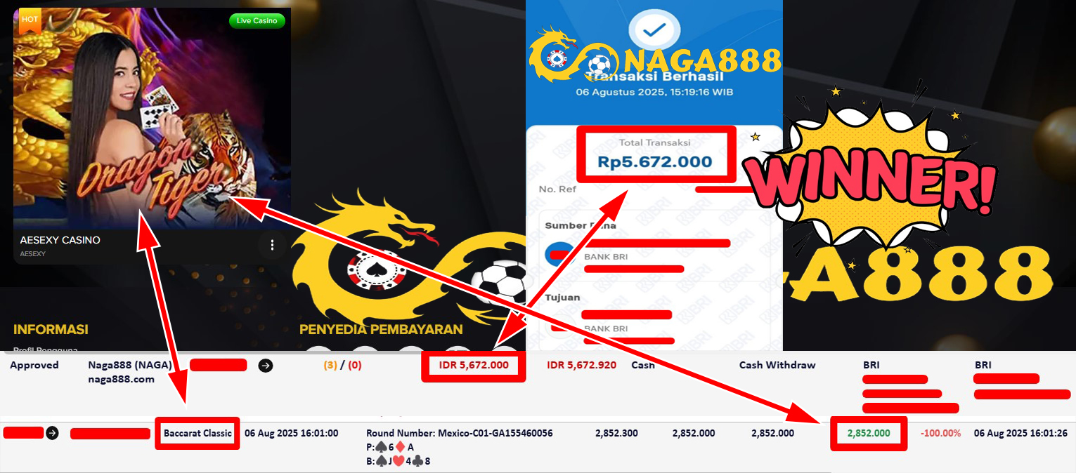 Bukti Kemenangan Withdraw IDR 5.672.000,- | NAGA888