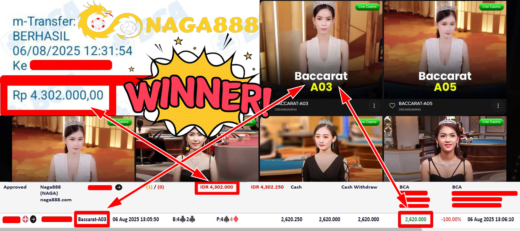 Bukti Kemenangan Withdraw IDR 4.302.000,- | NAGA888