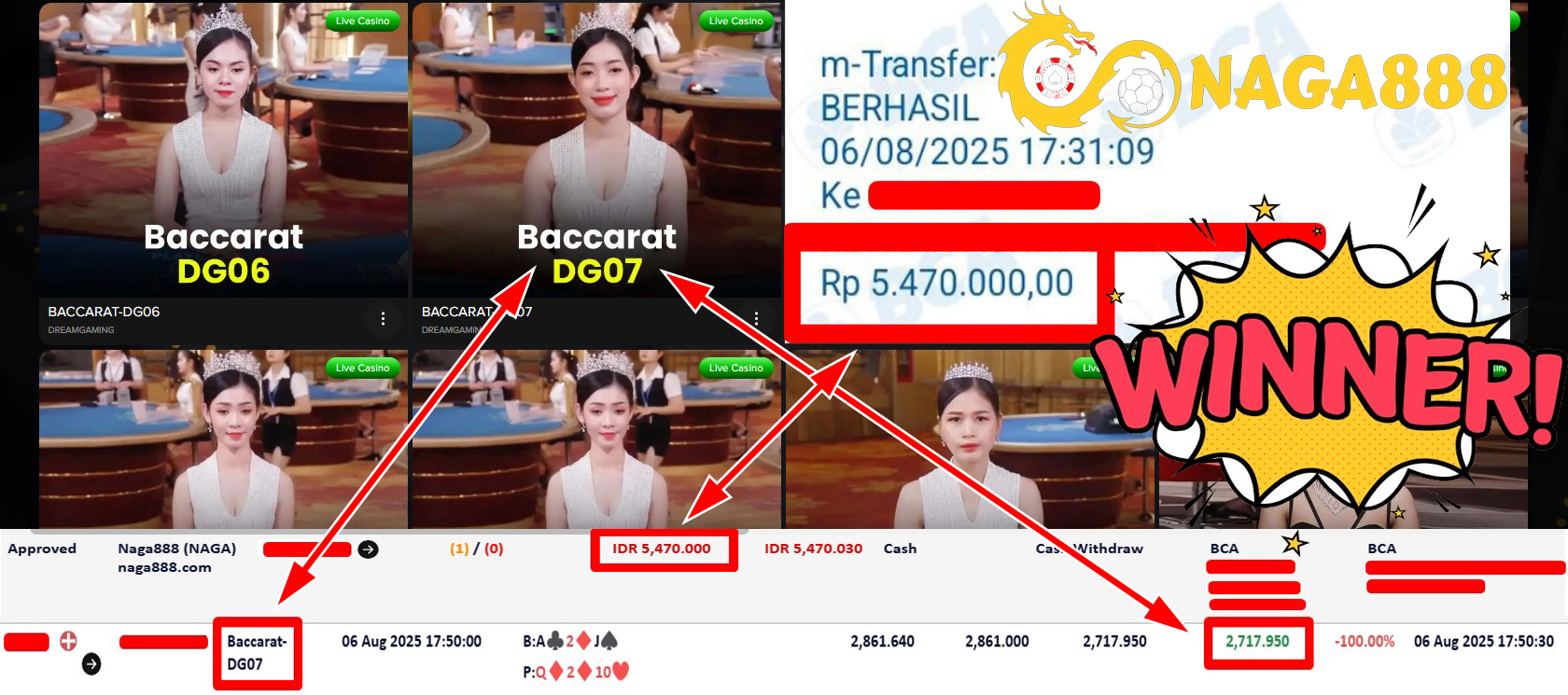 Bukti Kemenangan Withdraw IDR 5.470.000,- | NAGA888