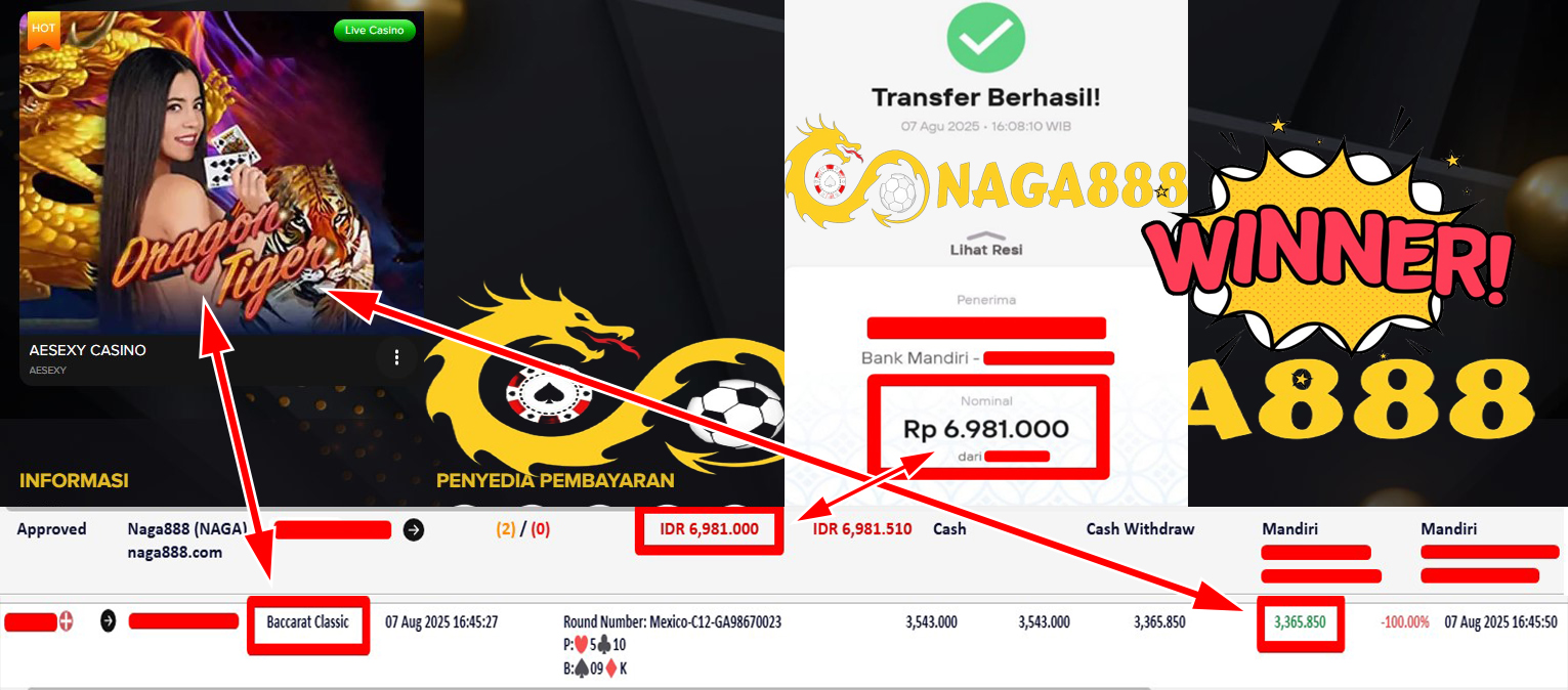 Bukti Kemenangan Withdraw IDR 6.981.000,- | NAGA888
