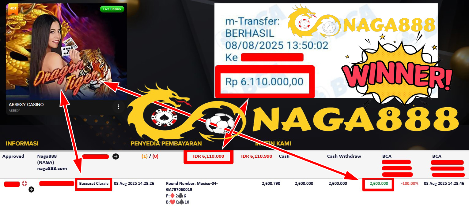 Bukti Kemenangan Withdraw IDR 6.110.000,- | NAGA888