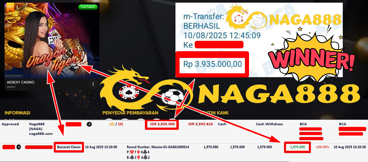 Bukti Kemenangan Withdraw IDR 3.935.000,- | NAGA888