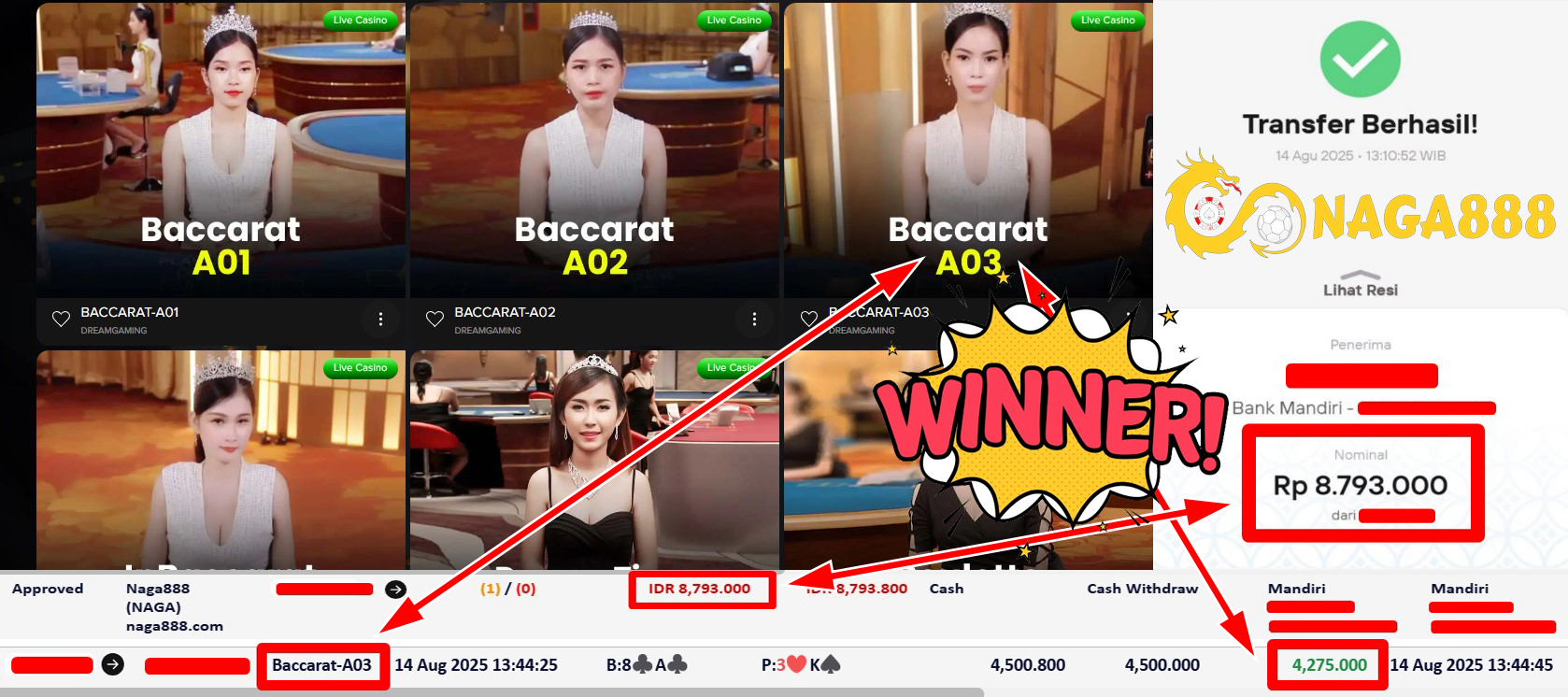 Bukti Kemenangan Withdraw IDR 8.793.000,- | NAGA888