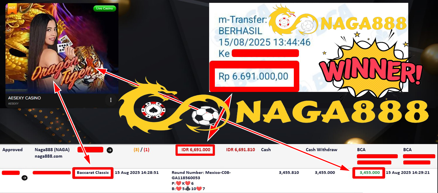 Bukti Kemenangan Withdraw IDR 6.691.000,- | NAGA888