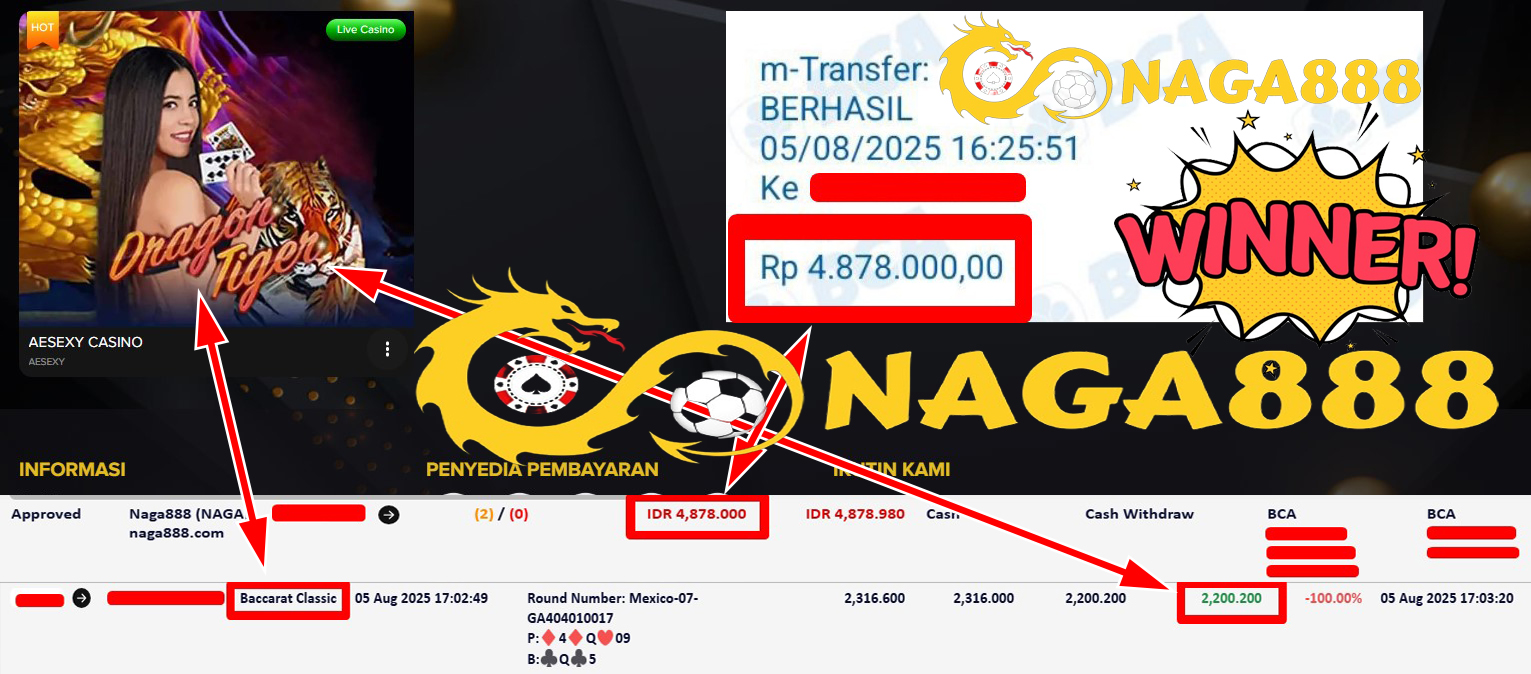 Bukti Kemenangan Withdraw IDR 4.878.000,- | NAGA888