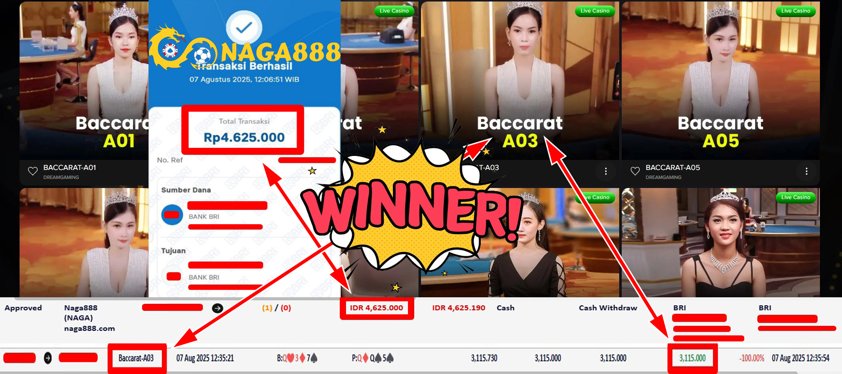 Bukti Kemenangan Withdraw IDR 4.625.000,- | NAGA888