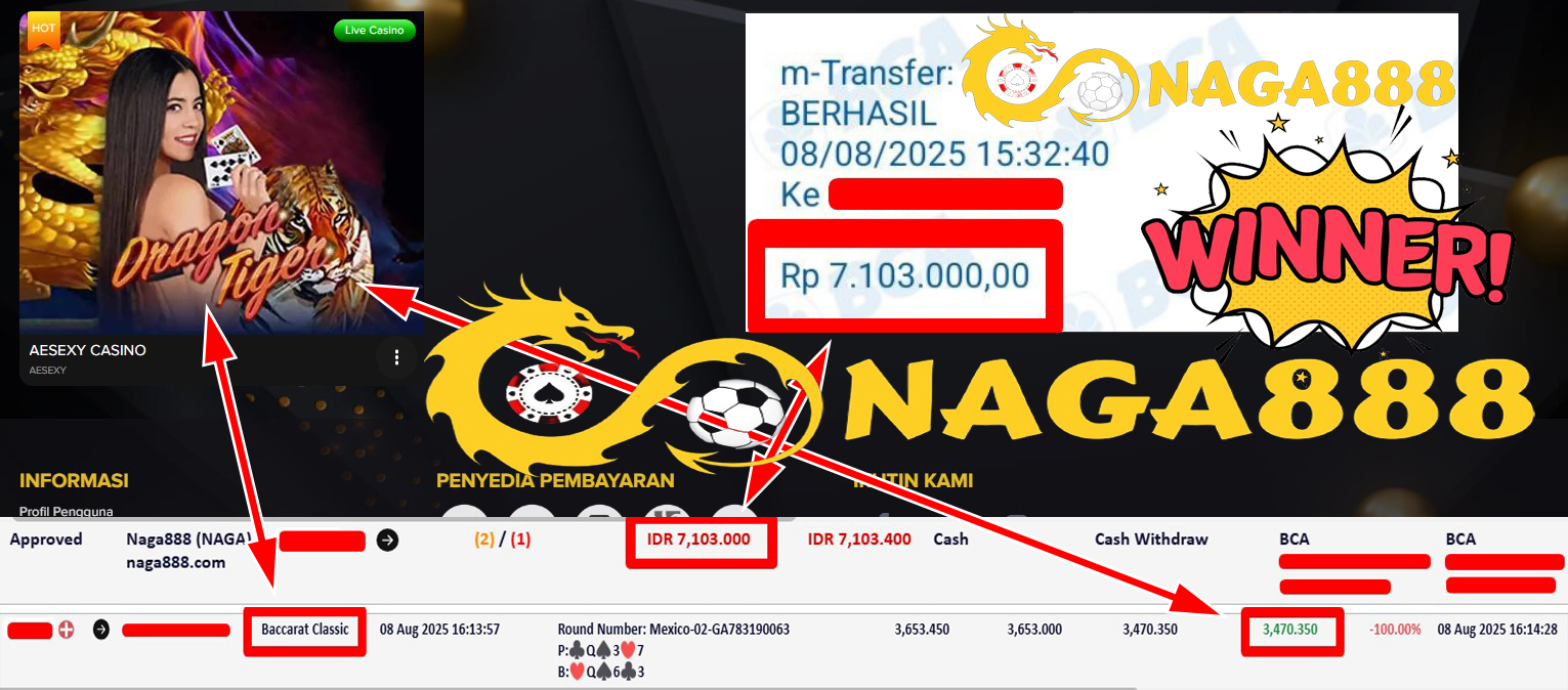 Bukti Kemenangan Withdraw IDR 7.103.000,- | NAGA888