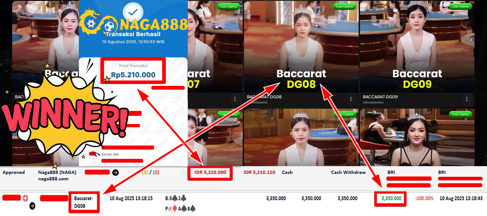 Bukti Kemenangan Withdraw IDR 5.210.000,- | NAGA888