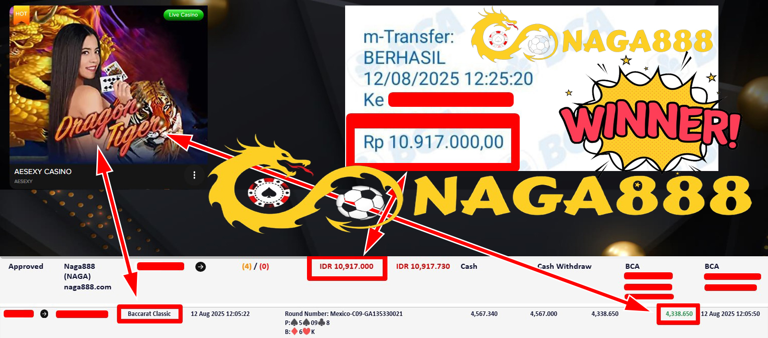 Bukti Kemenangan Withdraw IDR 10.917.000,- | NAGA888