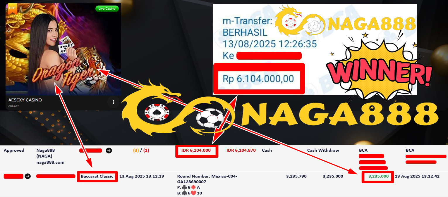 Bukti Kemenangan Withdraw IDR 6.104.000,- | NAGA888