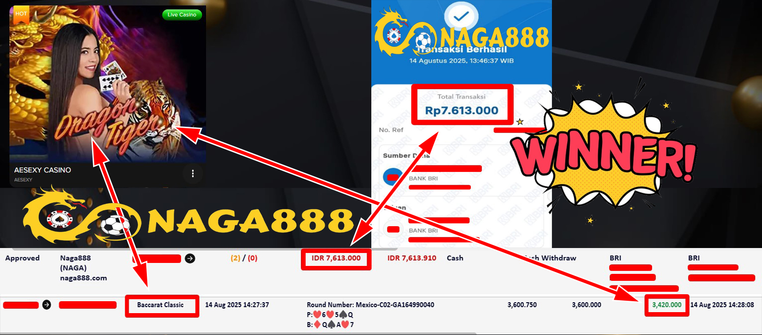 Bukti Kemenangan Withdraw IDR 7.613.000,- | NAGA888