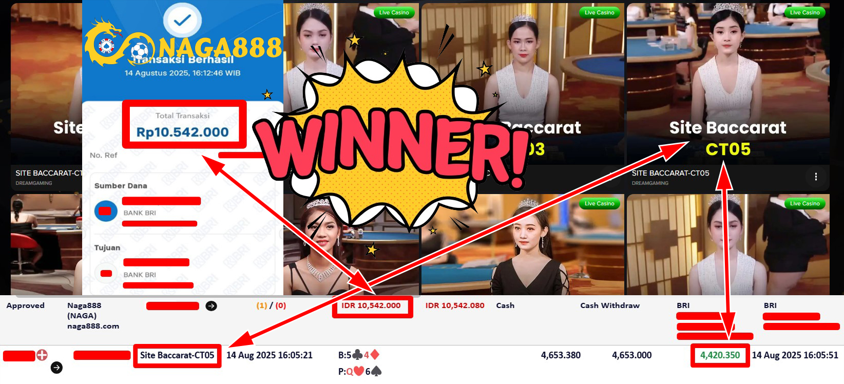 Bukti Kemenangan Withdraw IDR 10.542.000,- | NAGA888