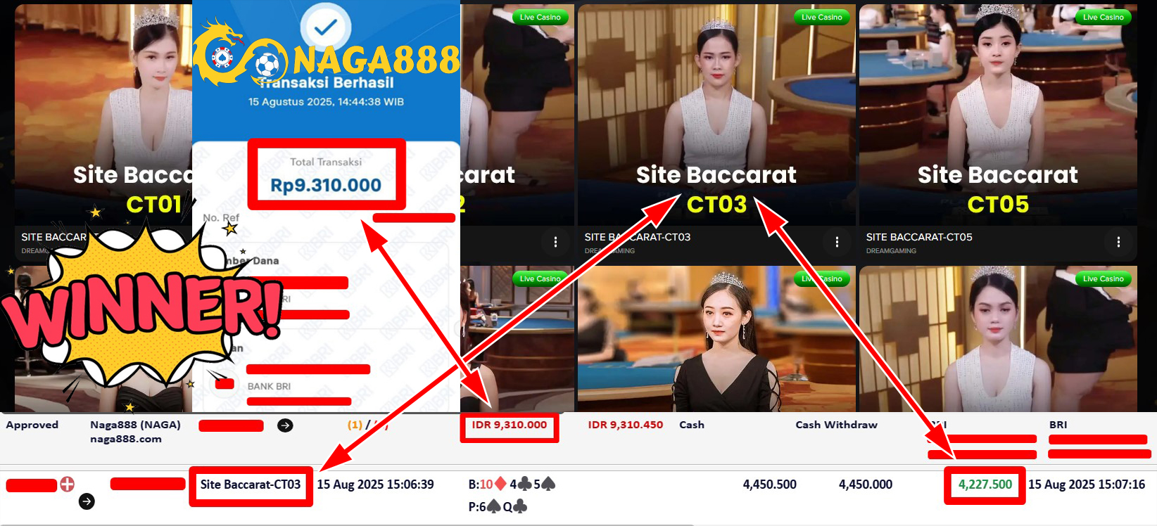 Bukti Kemenangan Withdraw IDR 9.310.000,- | NAGA888