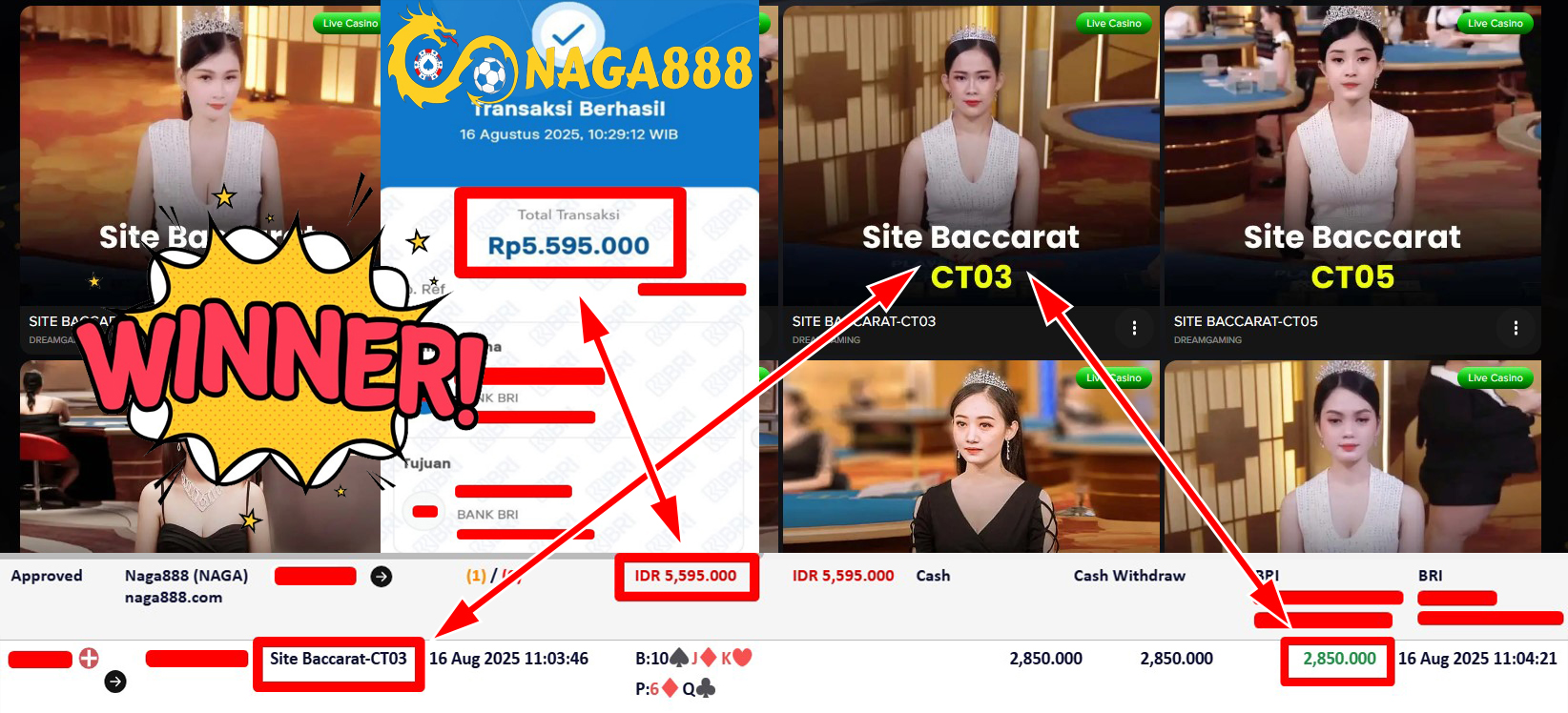 Bukti Kemenangan Withdraw IDR 5.595.000,- | NAGA888