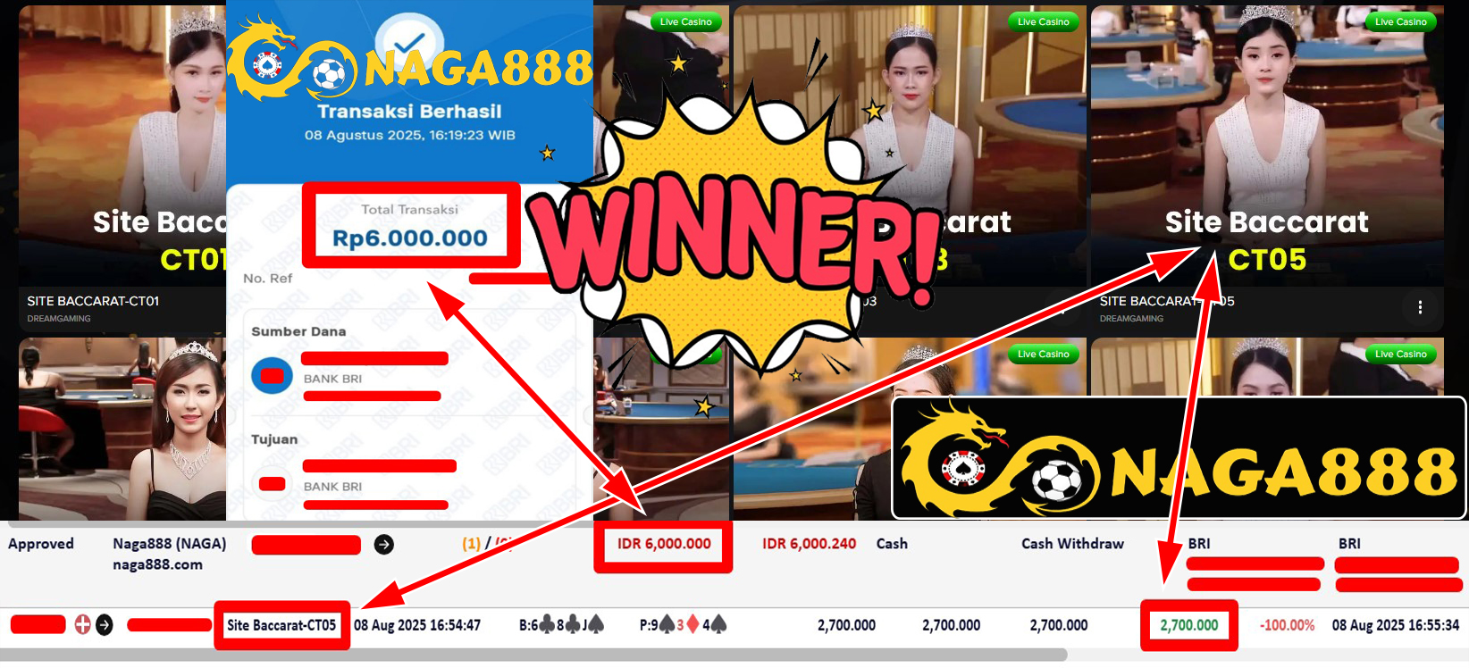 Bukti Kemenangan Withdraw IDR 6.000.000,- | NAGA888