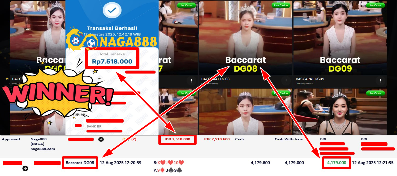 Bukti Kemenangan Withdraw IDR 7.518.000,- | NAGA888
