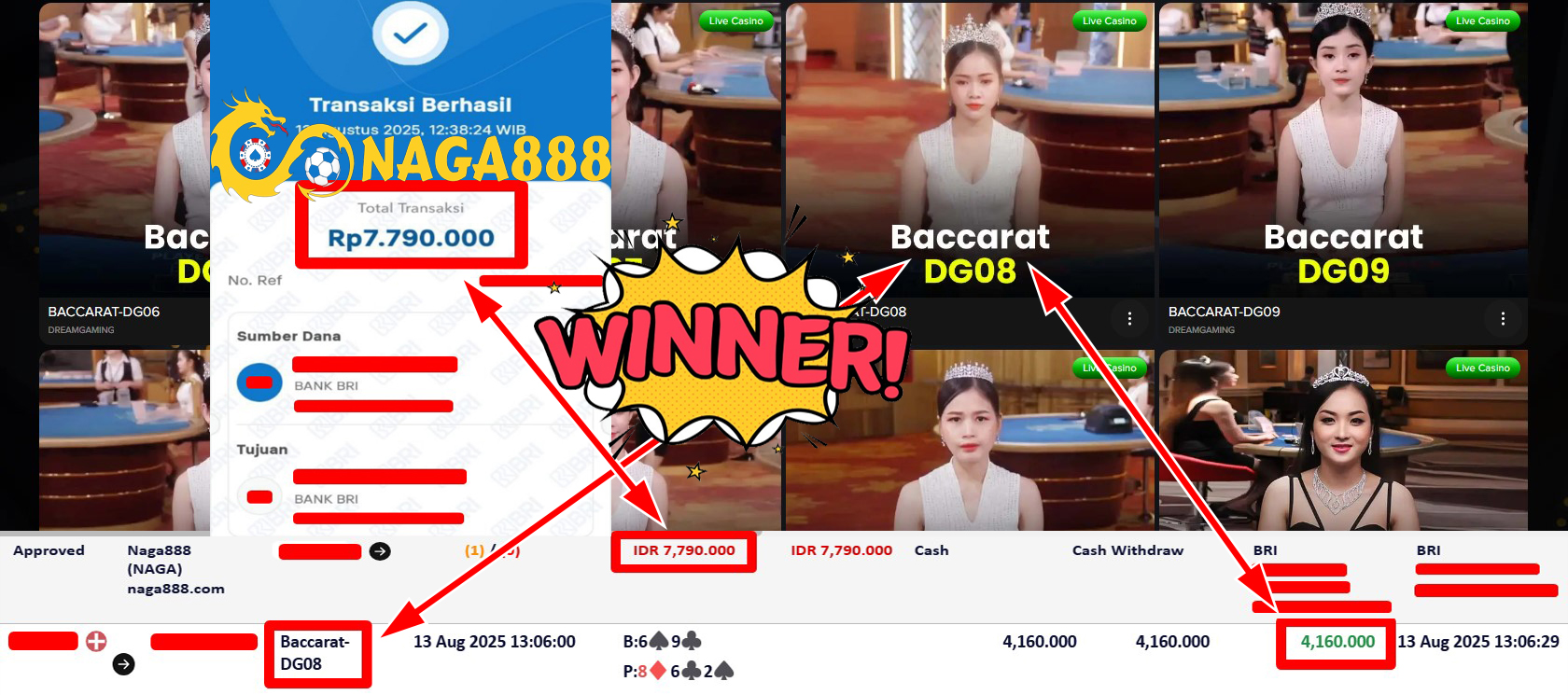 Bukti Kemenangan Withdraw IDR 7.790.000,- | NAGA888