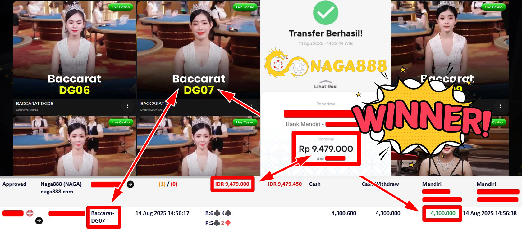 Bukti Kemenangan Withdraw IDR 9.479.000,- | NAGA888