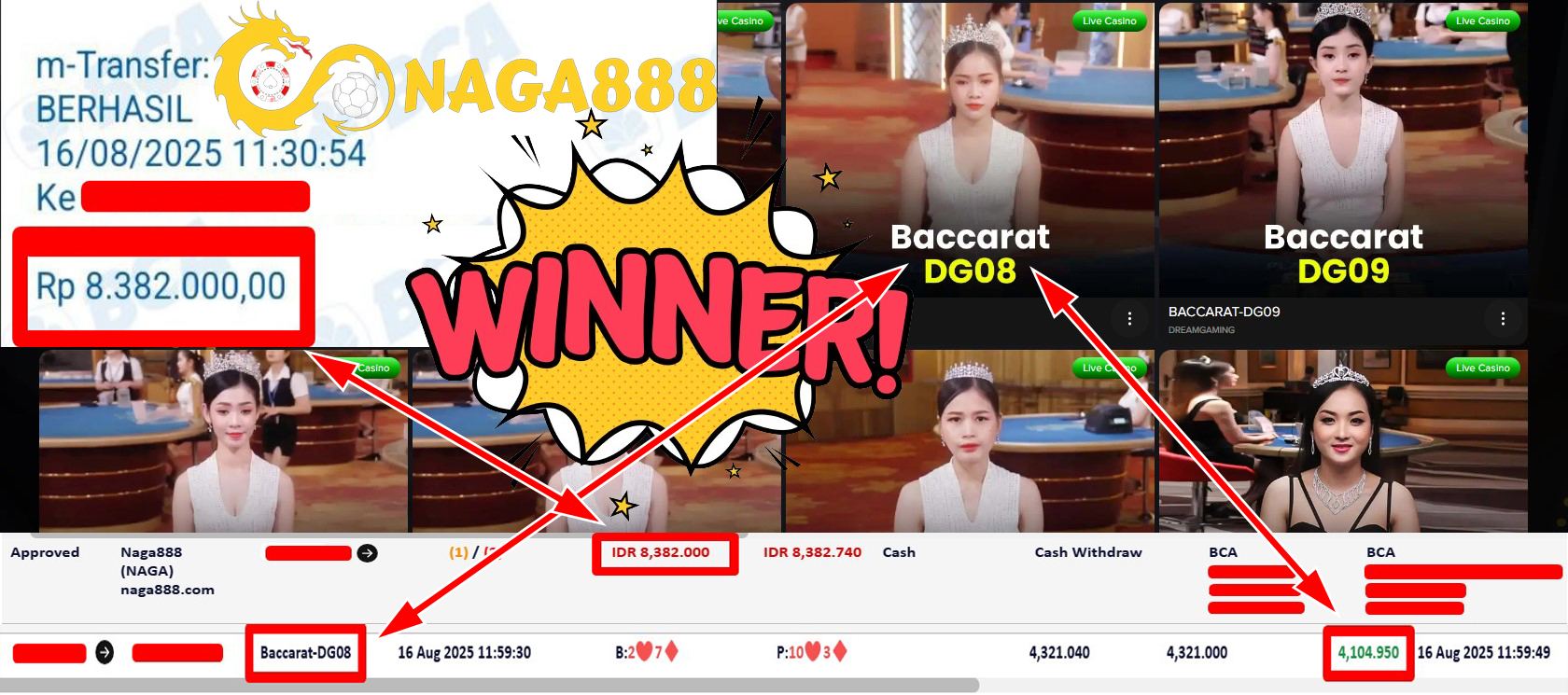 Bukti Kemenangan Withdraw IDR 8.382.000,- | NAGA888
