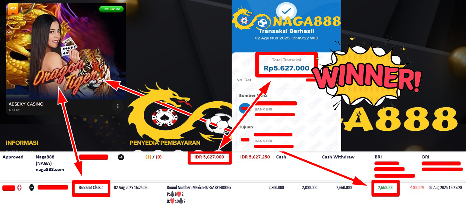 Bukti Kemenangan Withdraw IDR 5.627.000,- | NAGA888