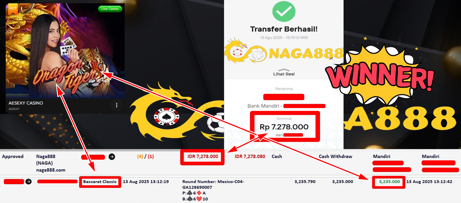 Bukti Kemenangan Withdraw IDR 7.278.000,- | NAGA888