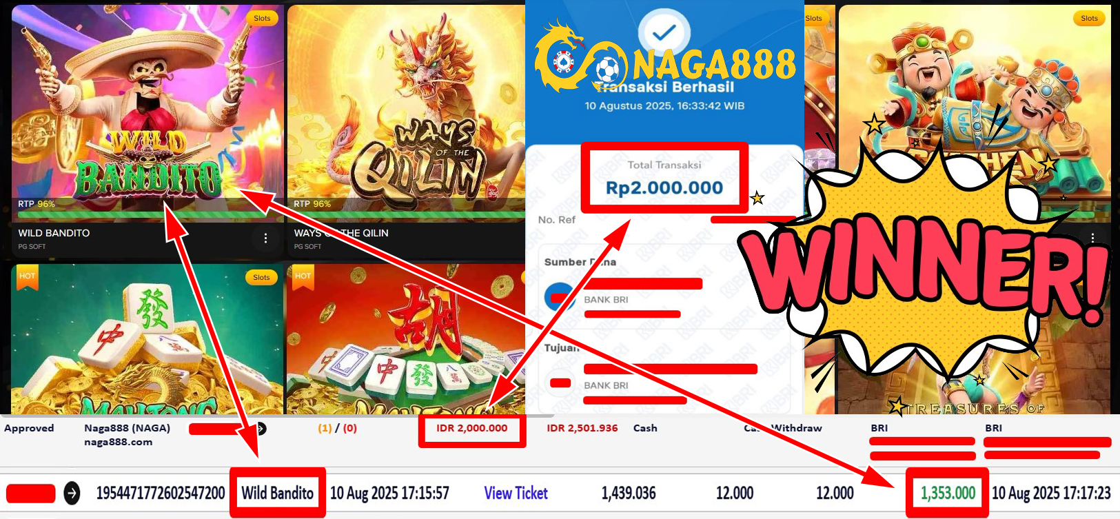 Bukti Kemenangan Withdraw IDR 2.000.000,- | NAGA888