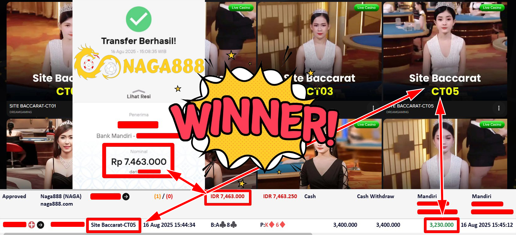 Bukti Kemenangan Withdraw IDR 7.463.000,- | NAGA888