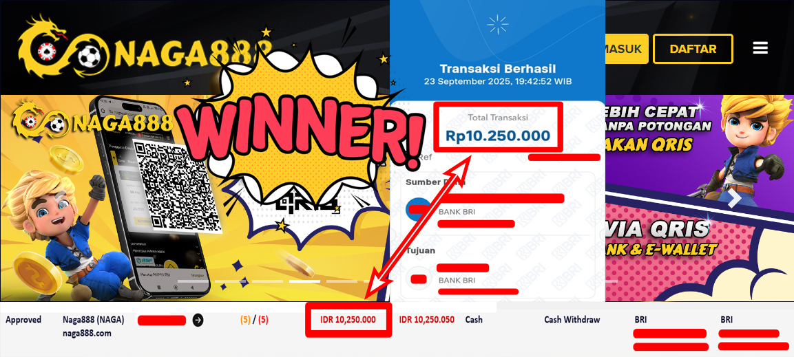 Bukti Kemenangan Withdraw IDR 10.250.000,- | NAGA888