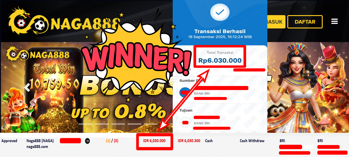 Bukti Kemenangan Withdraw IDR 6.030.000,- | NAGA888