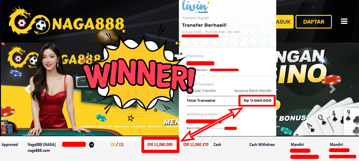 Bukti Kemenangan Withdraw IDR 11.060.000,- | NAGA888