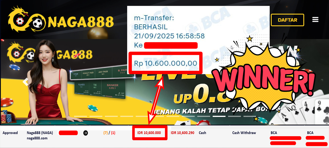 Bukti Kemenangan Withdraw IDR 10.600.000,- | NAGA888