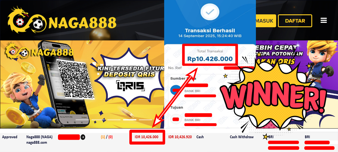 Bukti Kemenangan Withdraw IDR 10.426.000,- | NAGA888