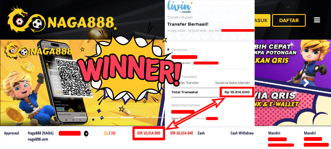 Bukti Kemenangan Withdraw IDR 10.314.000,- | NAGA888