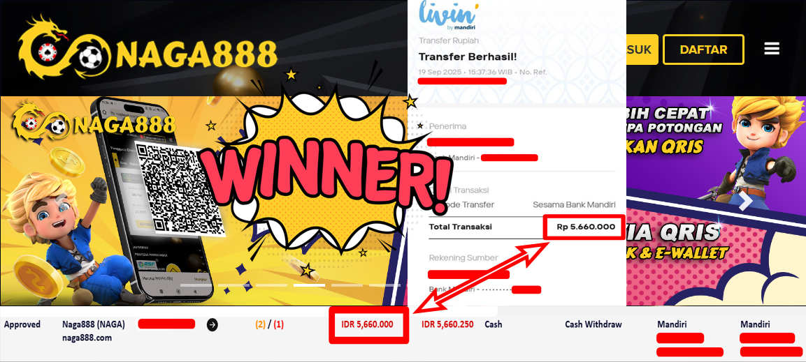 Bukti Kemenangan Withdraw IDR 5.660.000,- | NAGA888
