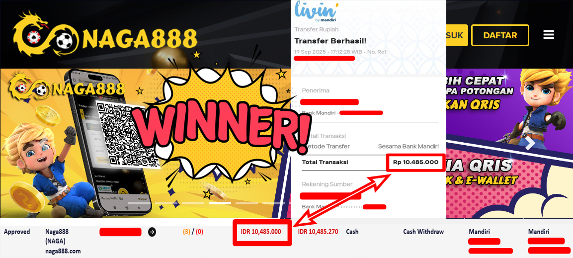 Bukti Kemenangan Withdraw IDR 10.485.000,- | NAGA888