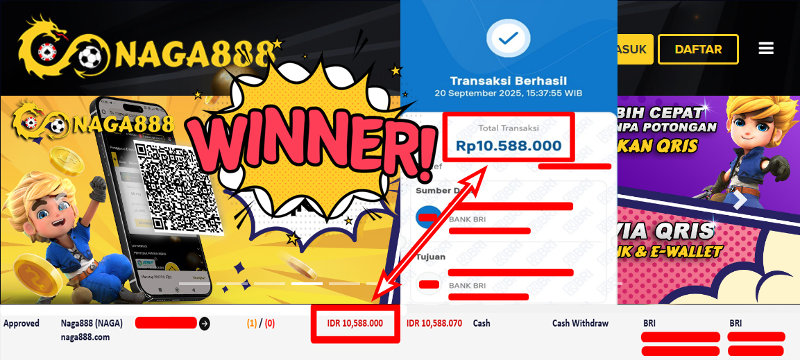 Bukti Kemenangan Withdraw IDR 10.588.000,- | NAGA888