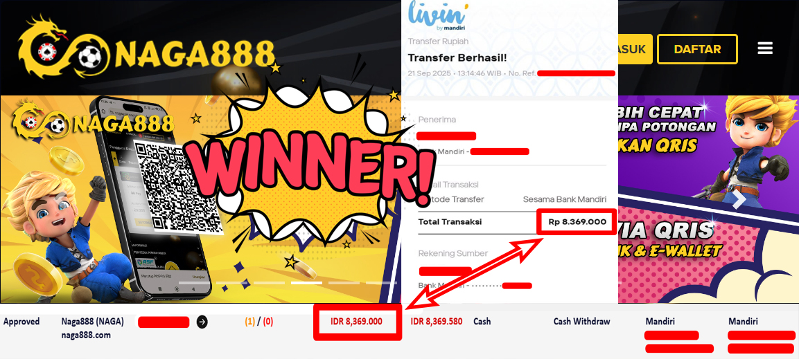 Bukti Kemenangan Withdraw IDR 8.369.000,- | NAGA888