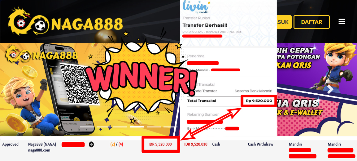 Bukti Kemenangan Withdraw IDR 9.520.000,- | NAGA888