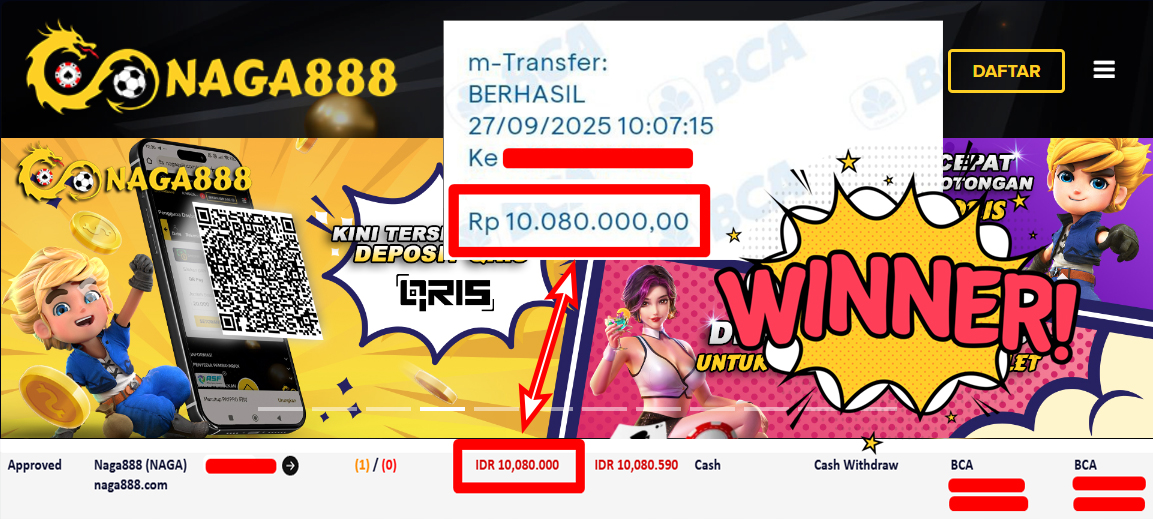 Bukti Kemenangan Withdraw IDR 10.080.000,- | NAGA888