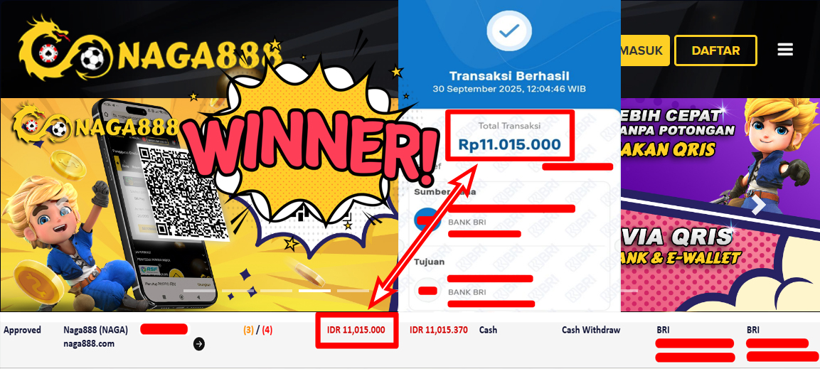 Bukti Kemenangan Withdraw IDR 11.015.000,- | NAGA888